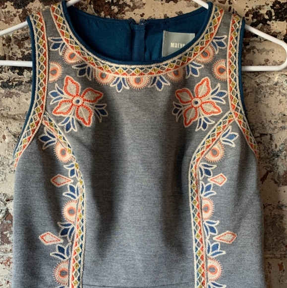 Anthropologie Maeve Grey Embroidered Dress - Picture 3 of 7